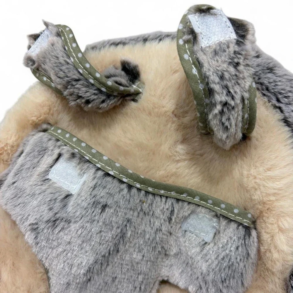 Cute Fluffy Plush Mini Backpack Kawaii Grey Fairycore Faux Fur Cottagecore